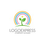 画像1: 成長の芽と虹のロゴ (1)