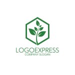 画像1: 六角形と植物の成長エコロゴ (1)