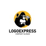 画像1: ハンマーを持った力強いゴリラのロゴ (1)