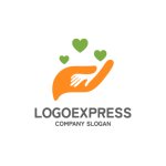 画像1: 親と子の思いやりのある手と心のロゴ (1)