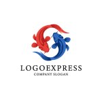 画像1: 陰陽と鯉が織りなす調和と繁栄のロゴ (1)