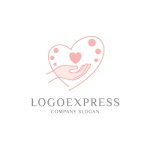 画像1: 手とハートの優しいロゴ (1)