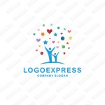 画像1: ハートに囲まれた幸せな親子のロゴ (1)