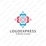 画像1: 四つ葉のクローバーをモチーフにハートと人を表したロゴ (1)