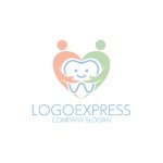 画像1: 笑顔の歯を抱きしめるハートを作る2人のロゴ (1)