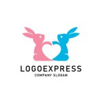 画像1: うさぎのハートのロゴ (1)