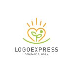 画像1: 輝くハートと芽のロゴ (1)