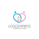 画像1: ハートで繋がる家族愛のロゴ (1)