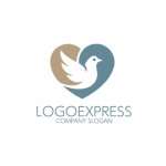 画像1: ハートと鳩の平和なロゴ (1)