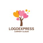 画像1: ハートでできた温かい木のロゴ (1)