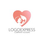 画像1: 愛情あふれる母子ハートロゴ (1)