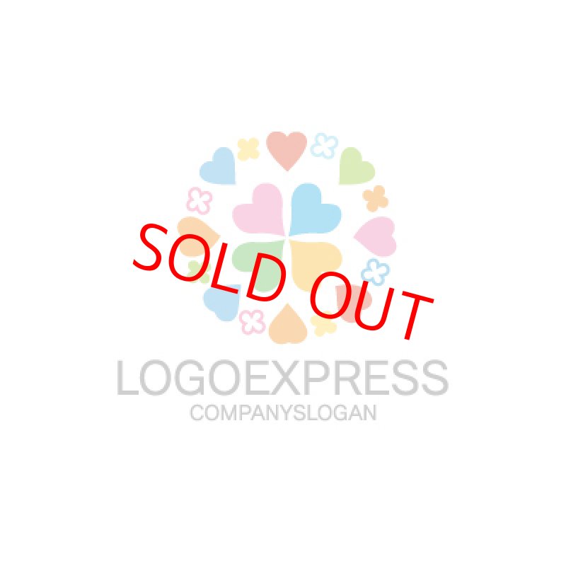 画像1: ハートとクローバーの円形のカラフルなロゴ (1)