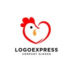 画像1: ハートと鶏の愛情ロゴ (1)