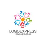 画像1: カラフルなハートとお花のロゴ (1)