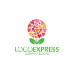 画像1: 愛情を込めて咲き誇るハートの花のロゴ (1)