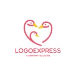 画像1: ハートに包まれたガチョウの家族のロゴ (1)