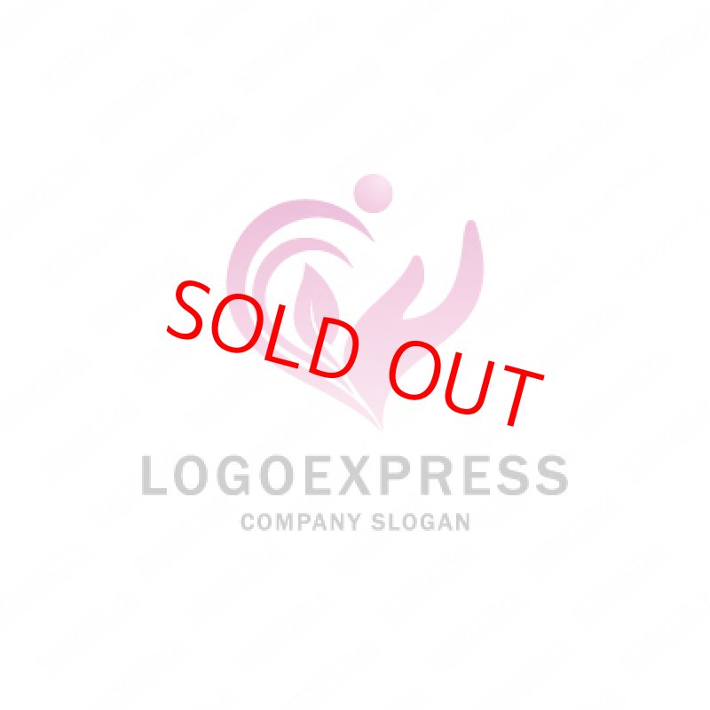 画像1: ハートと手と草のナチュラルなロゴ (1)