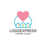 画像1: ハートと家と円で構成された親しみやすいロゴ (1)