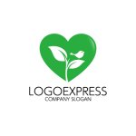 画像1: ハートと葉と鳥のロゴ (1)