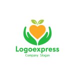 画像1: ハートと手と葉の自然なロゴ (1)