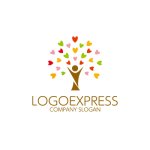 画像1: ハートの葉が茂る人型の木ロゴ (1)