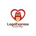 画像1: ハートとフクロウの可愛いロゴ (1)