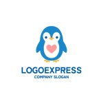 画像1: 愛らしいハートのペンギンロゴ (1)