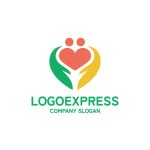 画像1: ハートを包み込む手と人のロゴ (1)