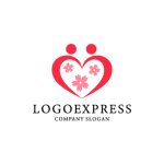 画像1: ハートと人々とサクラのロゴ (1)