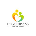 画像1: 手でハートを作る人々の温かいロゴ (1)