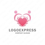 画像1: ハートと二人の人の優しいロゴ (1)