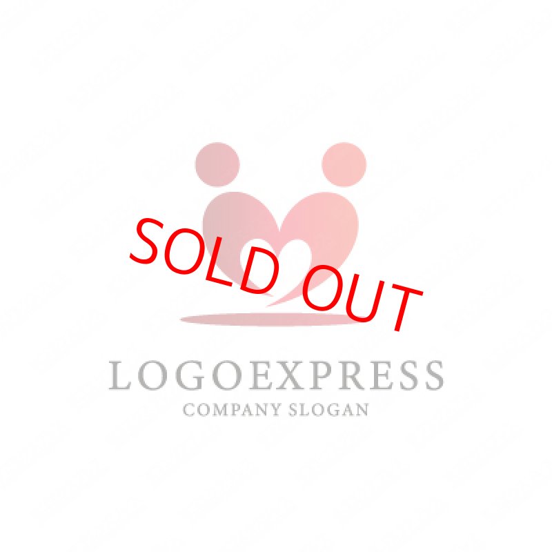 画像1: ハートと二人の人のハートフルなロゴ (1)