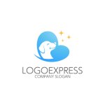 画像1: Bハートと笑顔の犬と星のロゴ (1)