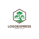 画像1: 六角形の盆栽のロゴ (1)