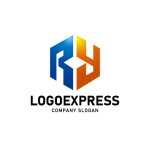 画像1: 六角形の中にRYを配置した創造的なロゴ (1)