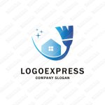 画像1: 家とほうきの掃除とハウスクリーニングのロゴ (1)