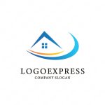 画像1: 家と風をモチーフにした涼し気なロゴ (1)