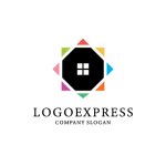 画像1: カラフルな家のロゴ (1)