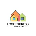 画像1: カラフルな重なり合う家のロゴ (1)