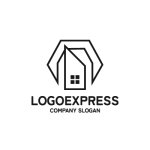 画像1: 黒色の幾何学的な家ロゴ (1)