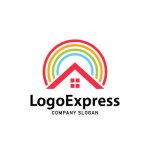画像1: 虹と家のカラフルなロゴ (1)