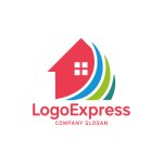 画像1: 家とカラフルな線のロゴ (1)