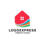 画像1: 家とカラフルなラインのロゴ (1)