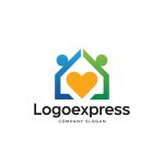 画像1: 家とハート、家族のロゴ (1)