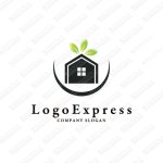 画像1: 家と葉を半円で囲んだスタイリッシュなロゴ (1)