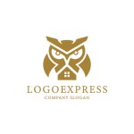 画像1: 家とフクロウの賢いロゴ (1)