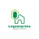 画像1: 家と木のシンプルなグリーンロゴ (1)