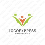 画像1: 喜ぶ親子と花をモチーフにした素敵なロゴ (1)