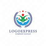 画像1: 喜ぶ人の紋章風のおしゃれなロゴ (1)