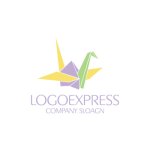 画像1: カラフルな折り鶴のロゴ (1)